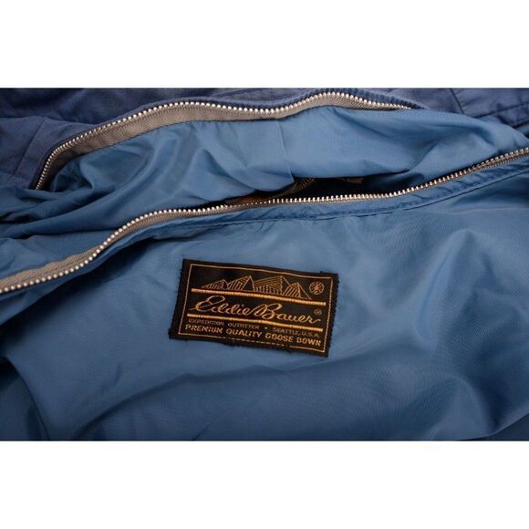 Vintage 80s Eddie Bauer Womens Raincoat Coat L XL Blue Puffer Zip Out Lining - Picture 7 of 7